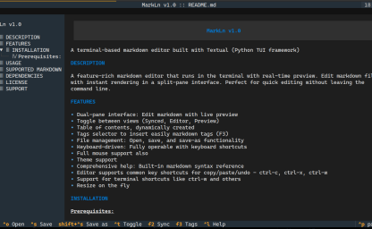 MarkLn - MarkDown editor for the Terminal MarkLn - MarkDown editor for the Terminal